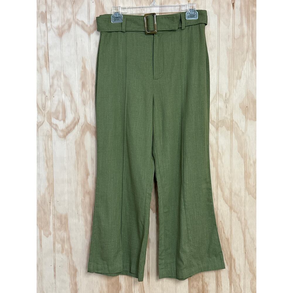 English Factory Women's Belted Wide Leg Crop Pants  Green Size Medium NWOT